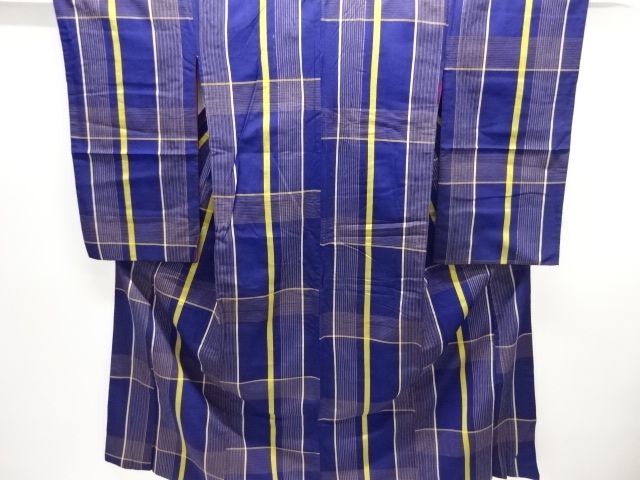 大正ロマン　変わり格子織出し着物